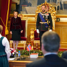 2. oktober: Dronning Sonja var til stede da Kronprinsregenten foretok åpningen av det 165. storting. Foto: Heiko Junge / NTB